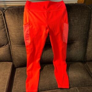 Fabletics Vivid Coral Leggings with Pockets